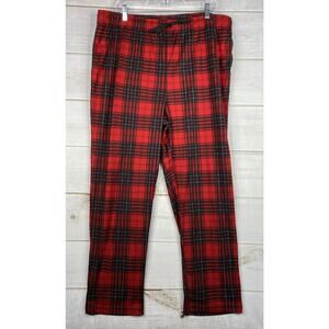 Nautica Pajama Pants Mens XL Red Plaid Soft Fleece Sleep Lounge Elastic Waist